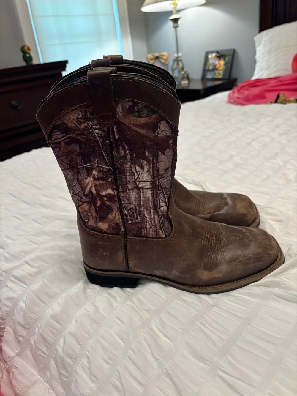 Kids Brown Cowboy Boots with Camouflage Shaft